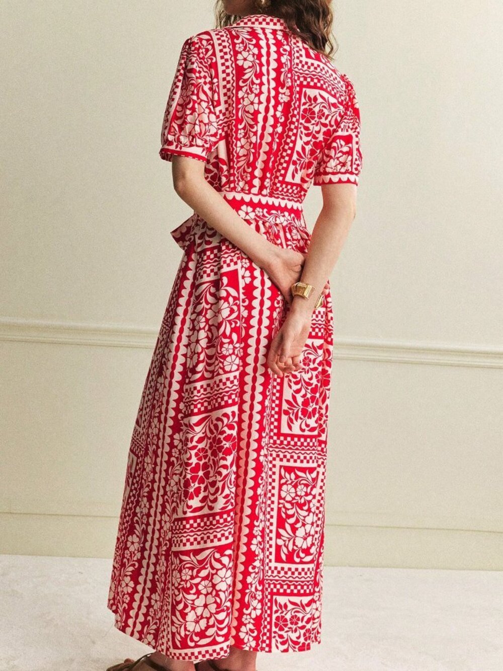 Red Boho Women's Floral Print Maxi Dress - Picture 2 of 6